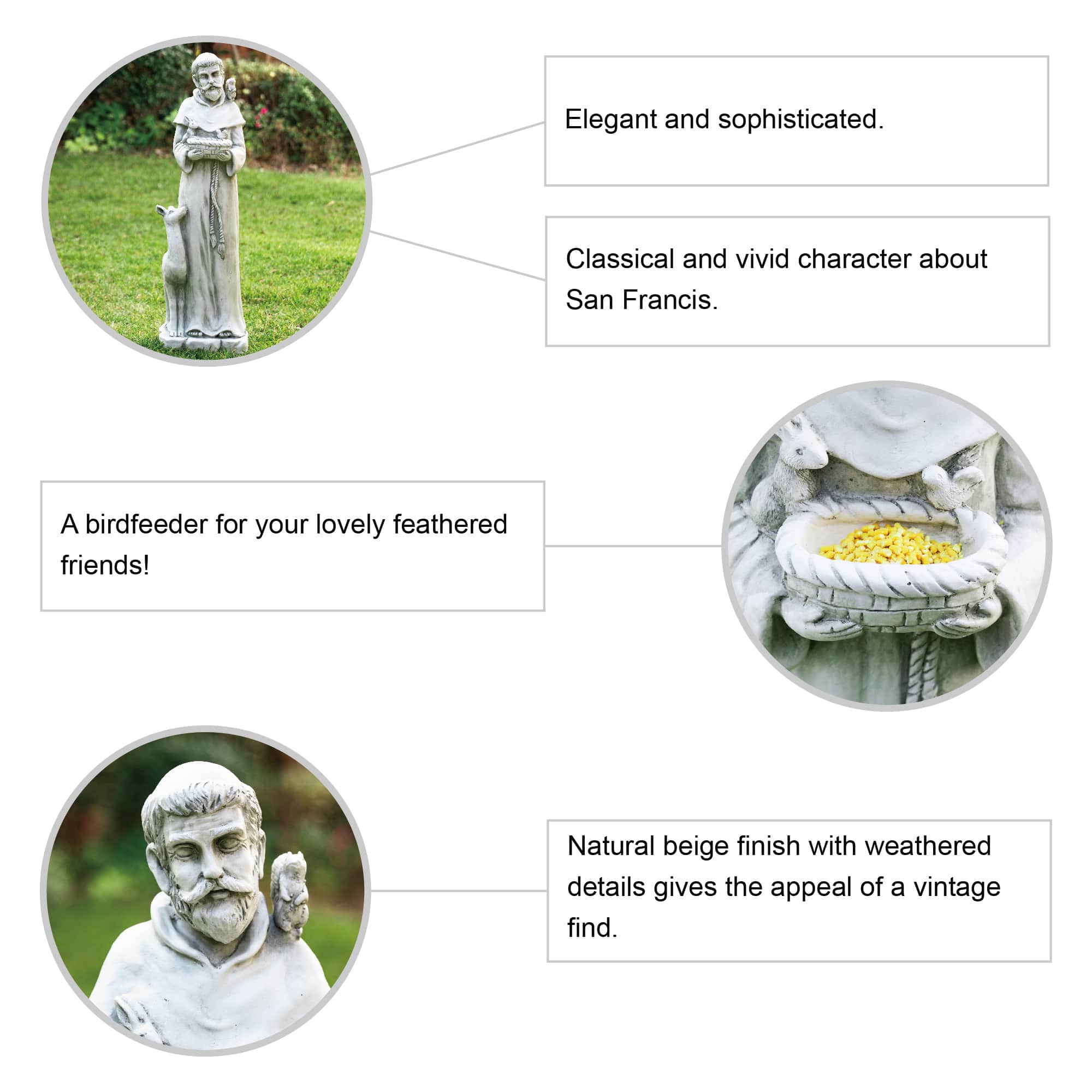 Glitzhome® 36" St. Francis Bird Feeder Garden Statue